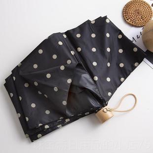高档in风太阳伞文学防雨或遮晒荫乙烯圆基自动长柄伞波尔卡点古覆