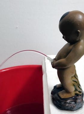 陶瓷尿尿童子撒尿小孩假山循环流水盆鱼缸景观吸水石盆景摆件装饰