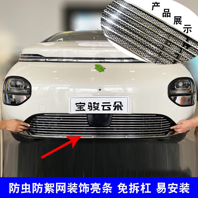 宝骏云朵中网外观改装汽车前脸保险杠格栅防护配件防虫网装饰亮条