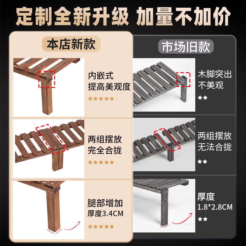 定制阳台台沿加宽窗台花架窄窗台延伸板落地式实木花盆架子高低脚