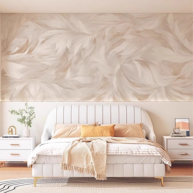 奶油风抽象艺术花纹墙纸电视背景墙壁布客厅卧室法式墙布高级感