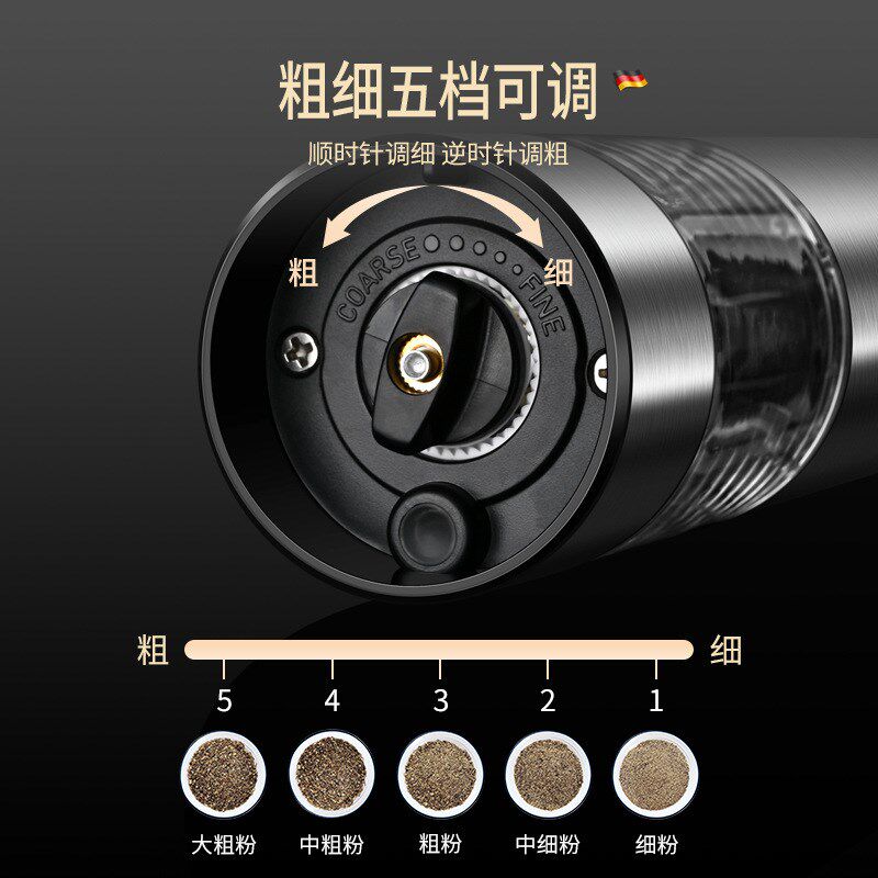 家用电动黑胡椒研磨器芝麻花椒胡椒粉磨碎机胡椒调料罐快速碾碎机