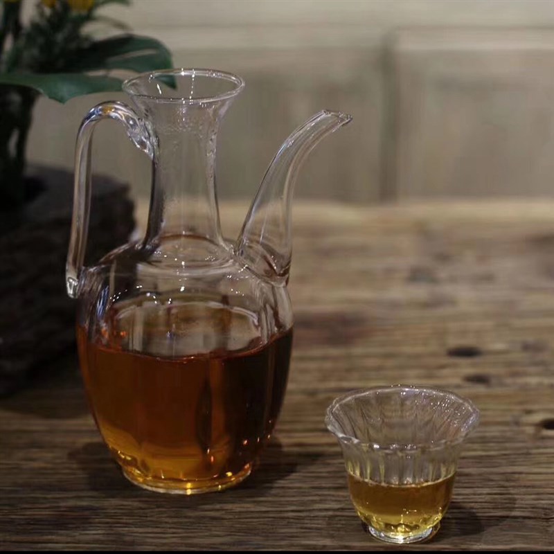 中式透明执壶耐热玻璃茶壶斗茶汤瓶茶百戏温酒壶可直接明火加热