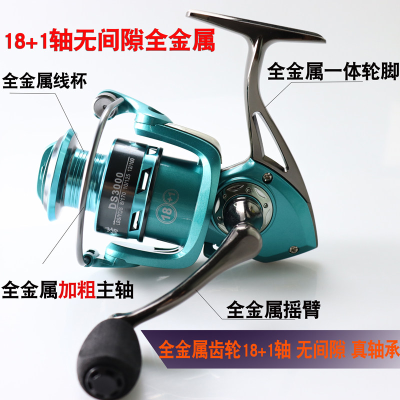 全金属摇臂渔轮无间隙纺车轮渔线轮路亚海竿船钓鱼轮矶钓阀钓远投