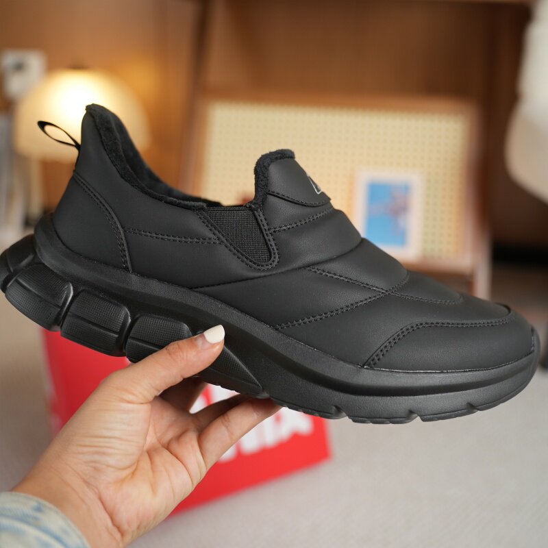 足力健冬季保暖休闲鞋男女一脚蹬防滑爸爸妈妈鞋舒适软底