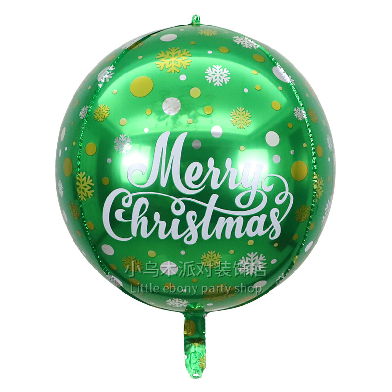 22寸卡通4D铝膜圆形气球圣诞节主题派对装饰商场客厅飘空汽球布置