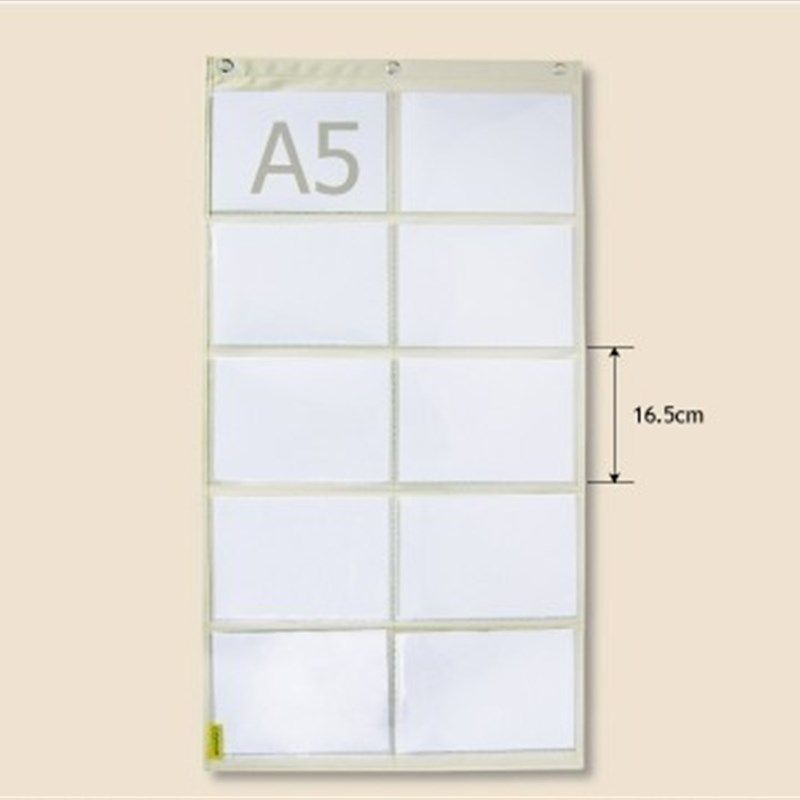 定制10格中号A5字诘卡片袋信件通告收纳挂袋亲子教学辅助透明卡袋