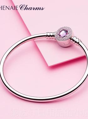 高档ATHEN9AIE25银手镯约轻奢款森系冷淡风简网红DIY款串饰手镯女