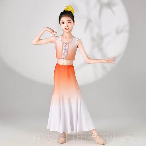 高档新款儿傣舞族服装童演出服儿鱼尾练习裙孔雀舞艺考服装民族幼