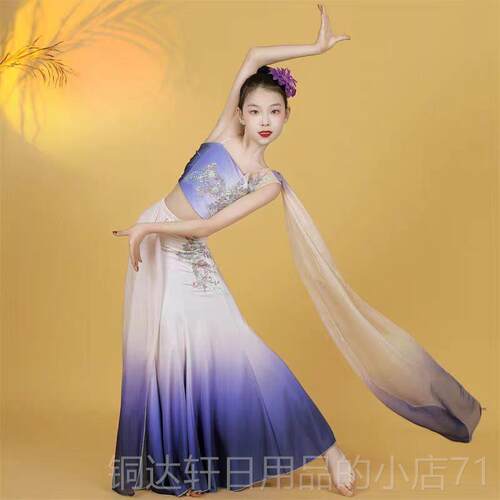 高档儿童傣族舞蹈演服幼女儿彩云之南蹈服装孔雀舞演出服艺考舞表