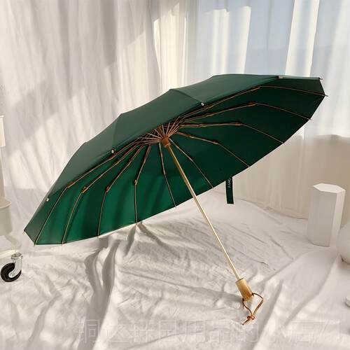 高档式文艺复古素务色日16士骨大号防风晴雨两用伞男商防紫外线情