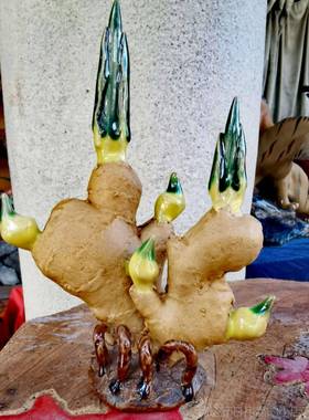 高档石湾仔陶瓷生姜《稳坐山工艺礼品摆饰家居公客厅酒》柜办公室