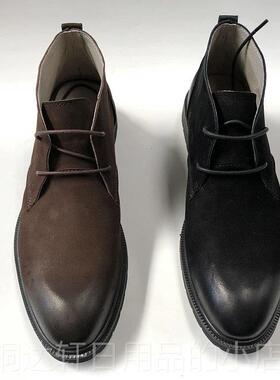 高档仓真尾货英伦风单鞋男细带高清帮厚皮牛皮时尚潮流底耐磨男单