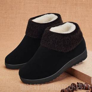 高档雪老人中棉鞋 妈妈老年棉软底地羊 女冬加绒保暖防滑老北京布鞋