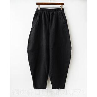 新款太极裤女式亚棉麻宽松长裤裤裤练功春秋麻灯笼休闲裤武术