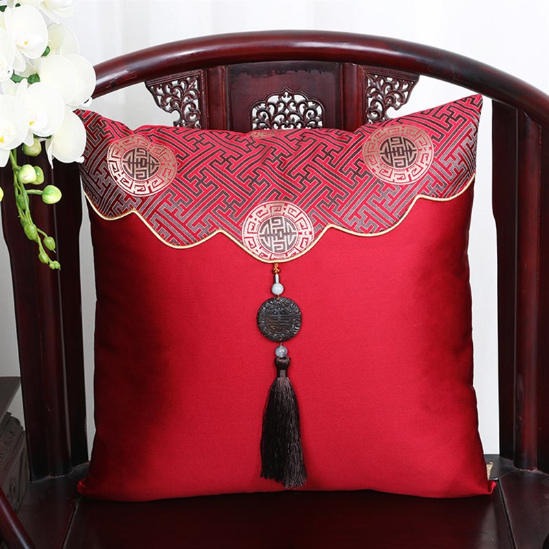 艺必旭 中式古典沙发田园流苏靠垫靠背 抱枕办公室靠枕套创意靠包