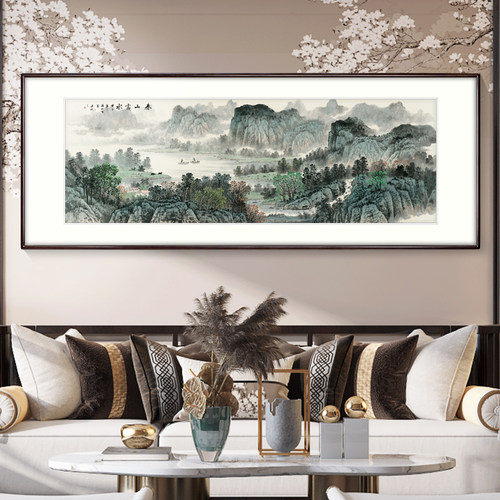 【十年老店】山水画客厅挂画国画办公室背景墙装饰画壁画春山富水