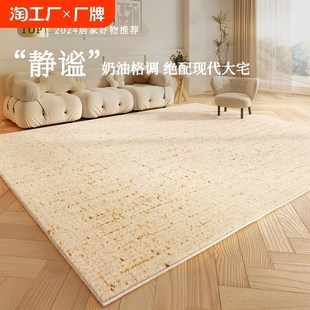 地毯客厅2024新款卧室奶油风纯色防水免打理地垫免洗可擦沙发茶几