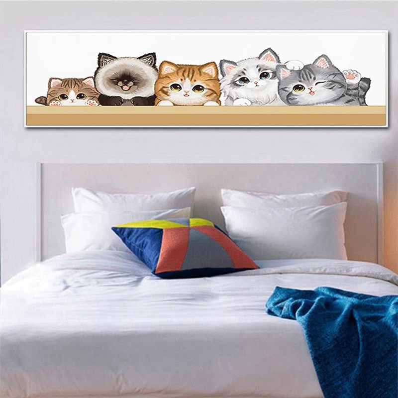 儿童房卧室床头装饰画卡通动物猫咪挂画男孩女孩房间画客厅壁画