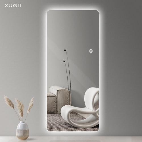 XUGII无框穿衣镜led灯镜壁挂全身镜圆角悬挂试衣镜带灯背光镜