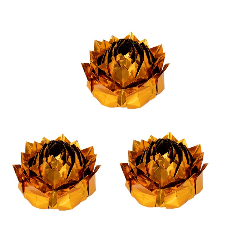 纯手工九品莲花金莲花 彩莲花银莲花元宝纸七彩纸22厘米成品发货