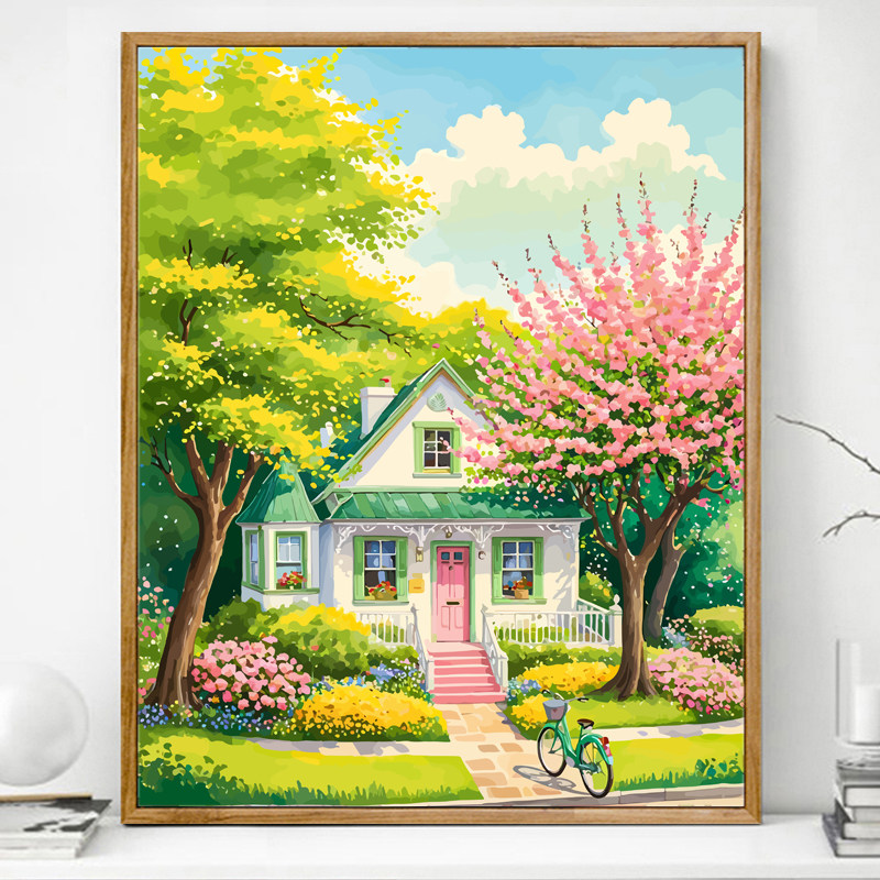 宫崎骏的童话小屋数字油画diy填充画画填色2024新款卡通油彩手工