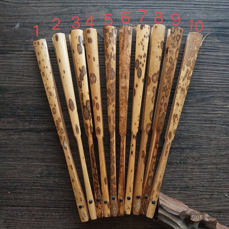 7寸18方天然梅鹿斑竹折扇 空白扇面苏工折扇精品老料竹扇手工扇子