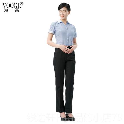 高档为高管衬家工作服碧衫桂园管家服业物女新工装工衣男纯棉衫衬