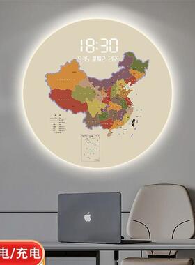工厂智能电子地图挂钟创意艺术时钟简约时尚家用客厅轻奢装饰钟表