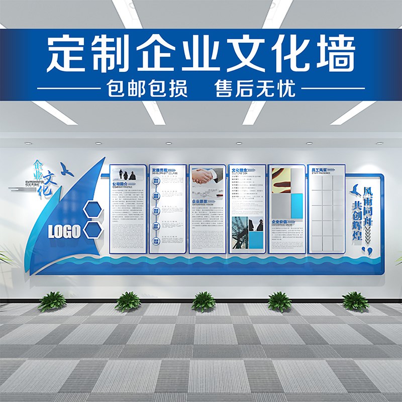 励志企业文化墙公司团队员工风采发展历程照片墙装饰创意设计定制