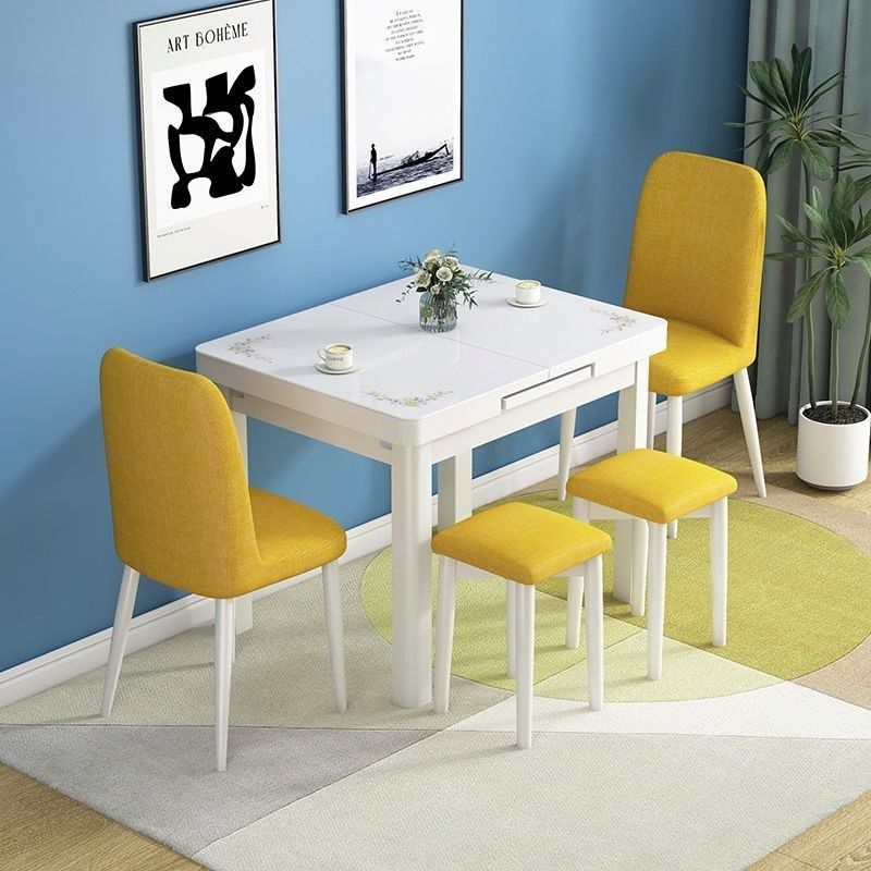 小户型带电磁炉的可折叠式伸缩火锅桌餐桌椅家用实木吃饭桌子餐厅