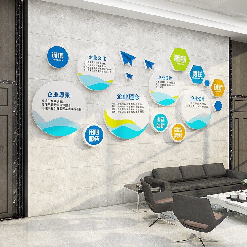 企业文化背景墙面装饰画摆件办公室公司设计遮丑楼梯下的空间台阶