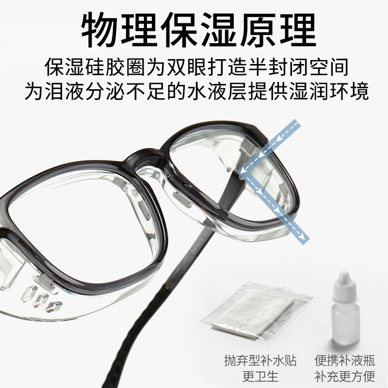 德国湿房镜防雾防蓝光保湿眼镜防风沙柳絮护目镜眼干术后眼镜