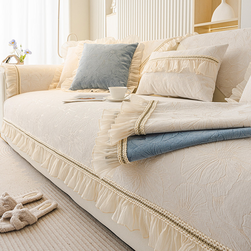 法式奶油风沙发垫四季通用2024新款欧式防滑高级感皮沙发套罩盖布