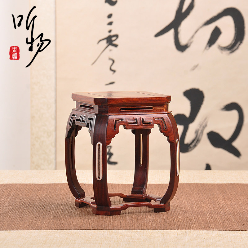 红木雕刻工艺品紫光檀摆件底座实木奇石玉器微型盆景花盆托架底座