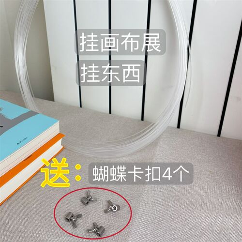 挂画线挂画绳透明鱼线挂画器塑料卷挂图线吊钩白尼龙画框钢丝画展