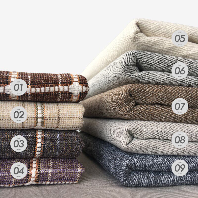 粗麻布料亚麻布料格子布料格条布料实木沙发垫春秋椅垫飘窗垫布料