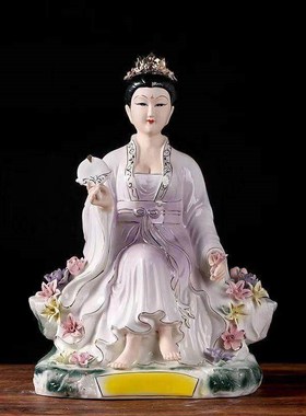 陶瓷七仙像家庭祭拜七公主少女阿姨桃花莲花仙佛雕像装饰品
