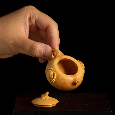 黄杨木解压文玩手把件实木盘玩物件麻将把把壶工艺品茶壶木雕摆件