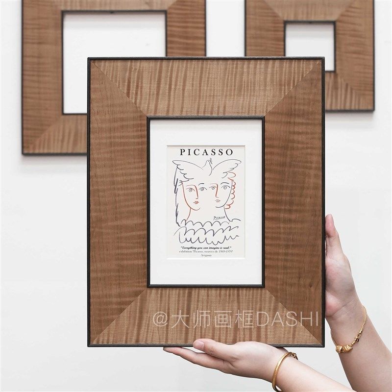 定制中古实木装饰画框装裱油画外框相框空框挂墙营业执照拼图a4a3