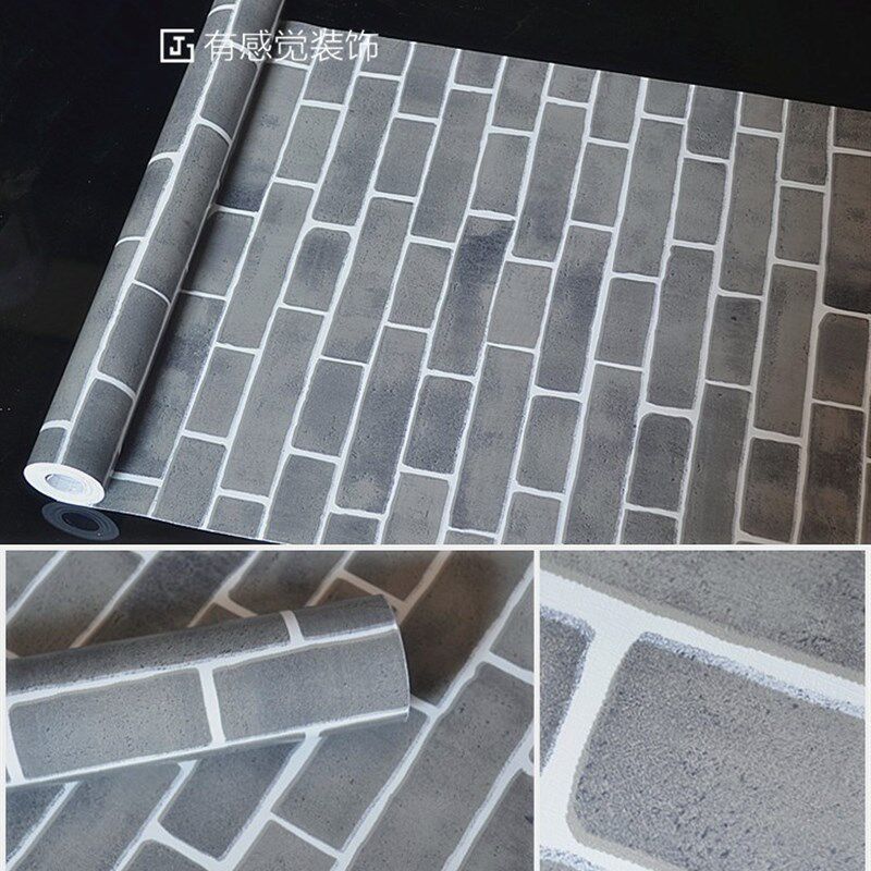 自粘过道出租屋墙纸防水加厚壁纸自帖理发火锅店砖纹耐磨10m大卷