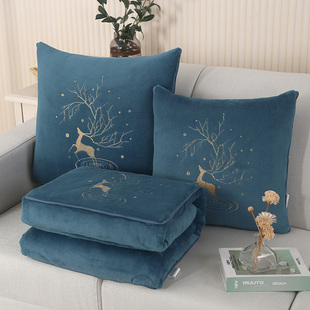 两用抱枕被毛毯保暖加厚绒加大二合一沙发车内摺叠靠垫办公室午睡