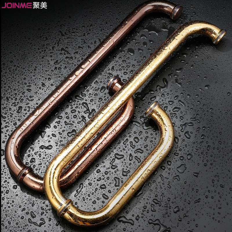 淋浴房拉手玻璃门把手浴室卫生间推拉门移门把手对装L型30不锈钢