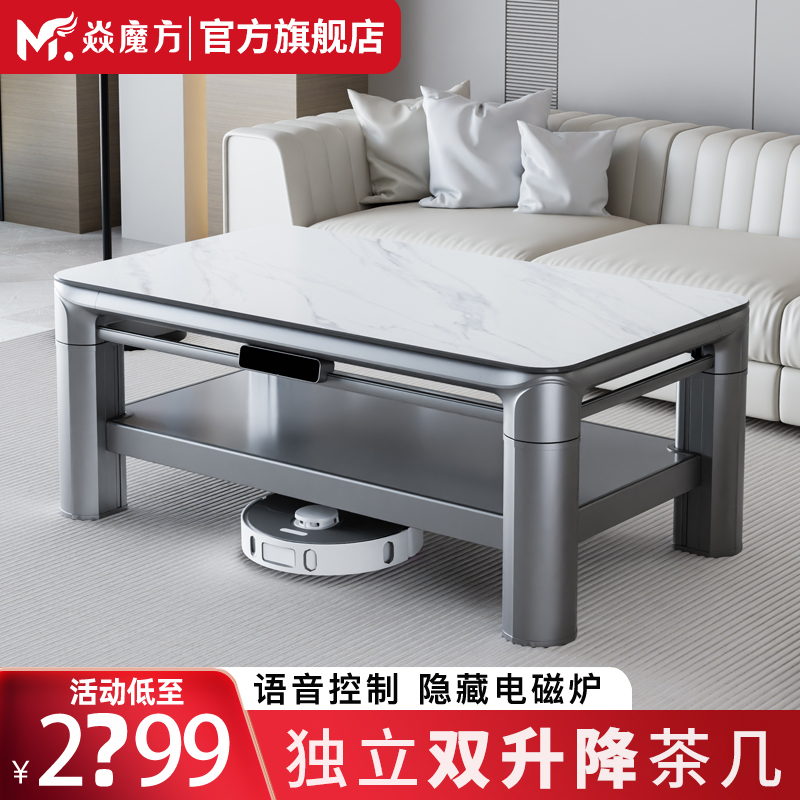 焱魔方2023新款双升降电暖桌取暖桌家用烤火桌茶几一体客厅电烤桌