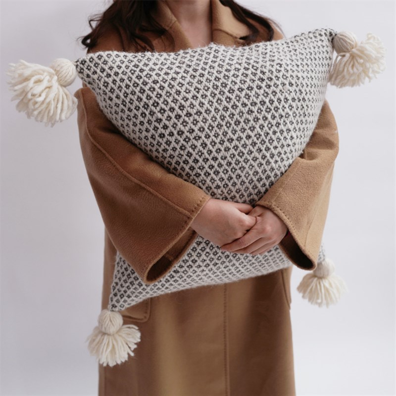 Roomology 摩洛哥手工纯羊毛编织Pompom毛球抱枕靠枕沙发靠垫