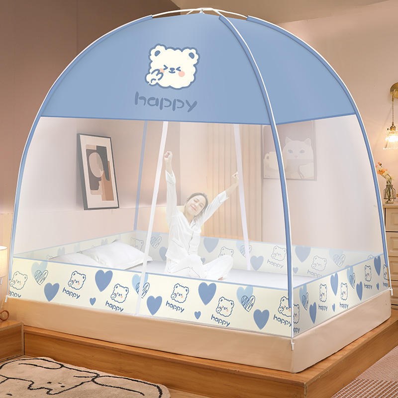 免安装家用蒙古包蚊帐可折叠单人床圆顶床上1.5m帐篷纹帐2024新款