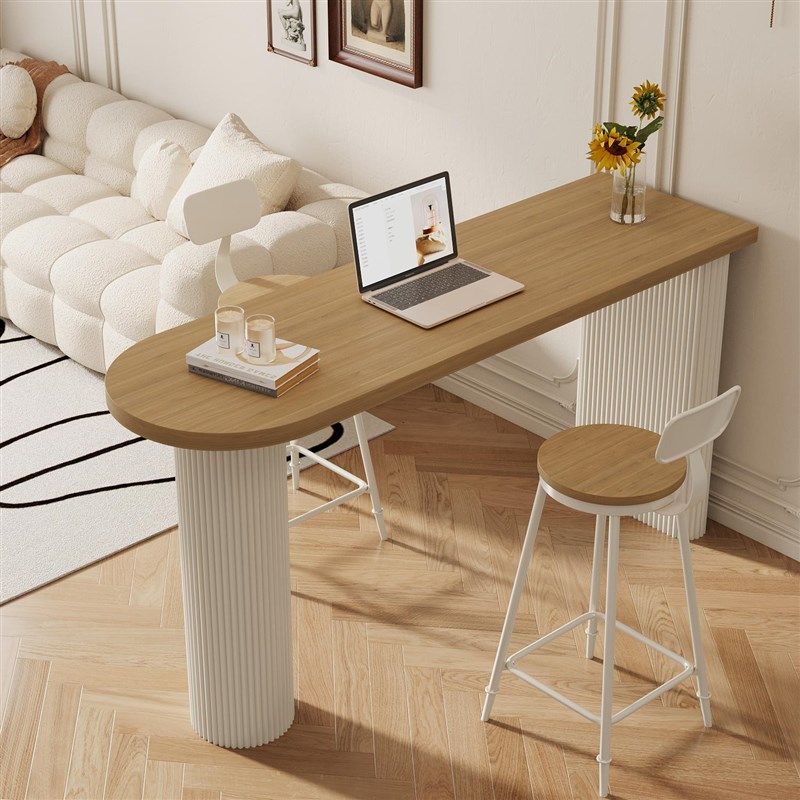 复古实木吧台桌家用简约阳台靠窗桌高脚桌靠墙长条桌酒吧桌椅组合