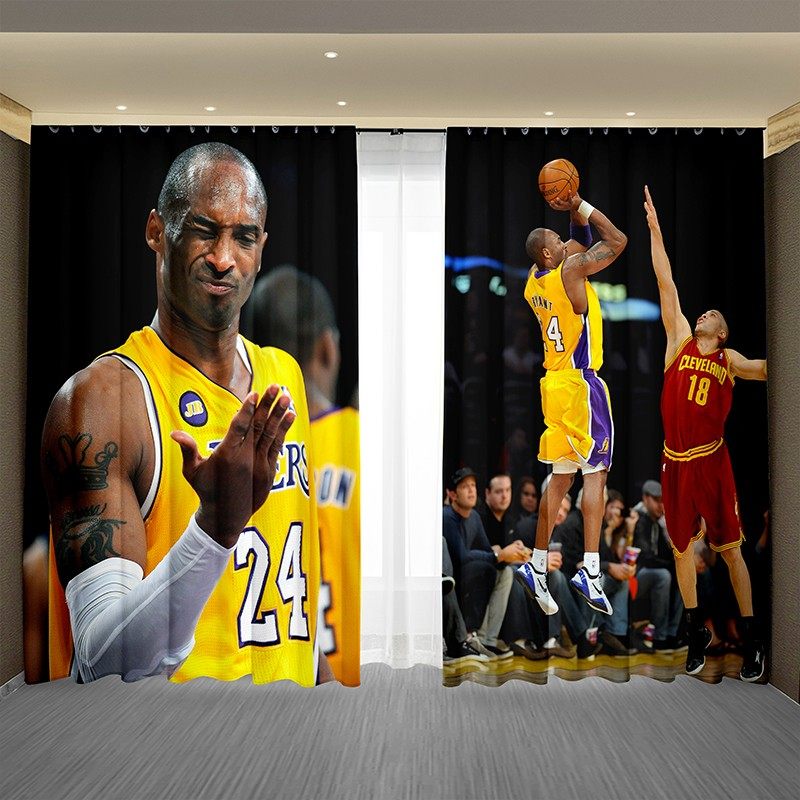 2021年新款定制男孩NBA篮球科比儿童房卧室窗帘遮光布飘窗免打孔