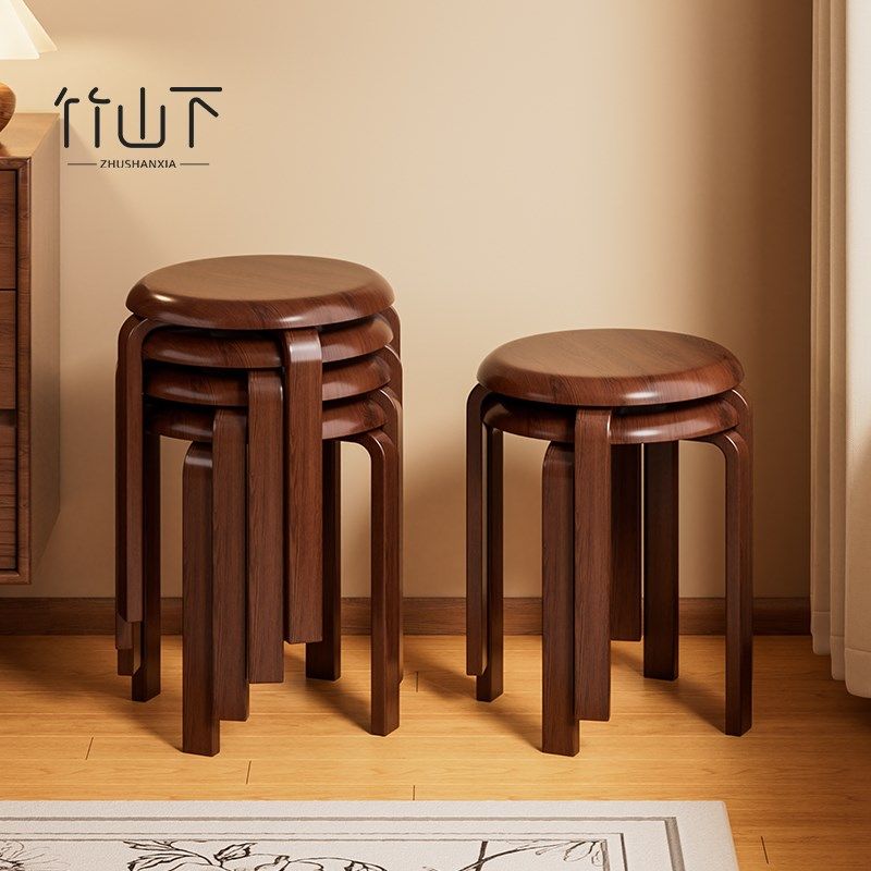 实木凳子圆凳家用可叠放矮凳木头板凳现代简约餐桌凳客厅方凳椅子,住宅家具,矮凳,淘宝优惠券,粉丝福利购,淘宝优惠卷