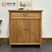 老榆木餐柜中式 复古边柜实木家用收纳柜风化老门板玄关柜可定做